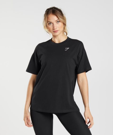 Women's Gymshark Training Oversized T-Shirts Black | NZ 8KLMTQ